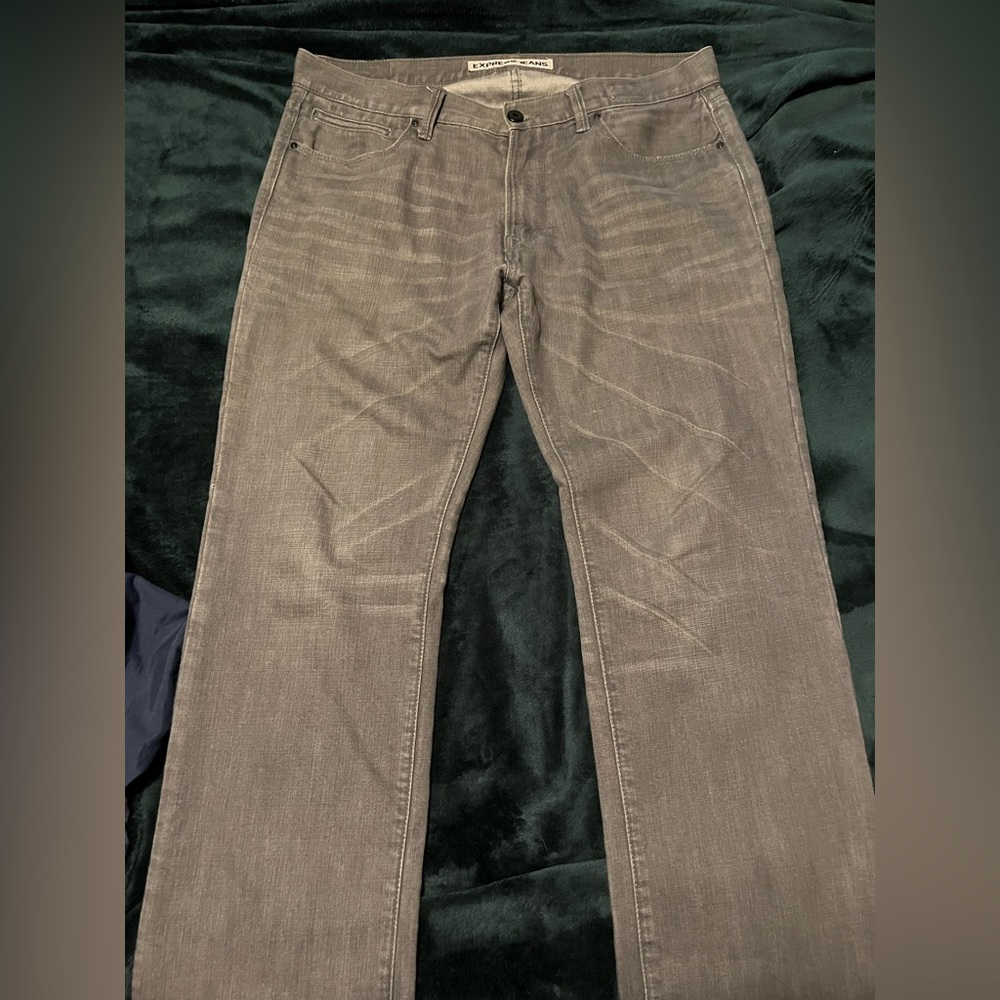 Express Men’s Gray Rocco Jeans EUC Worn Once Tag Reads 36X34 Actual 36x33/32